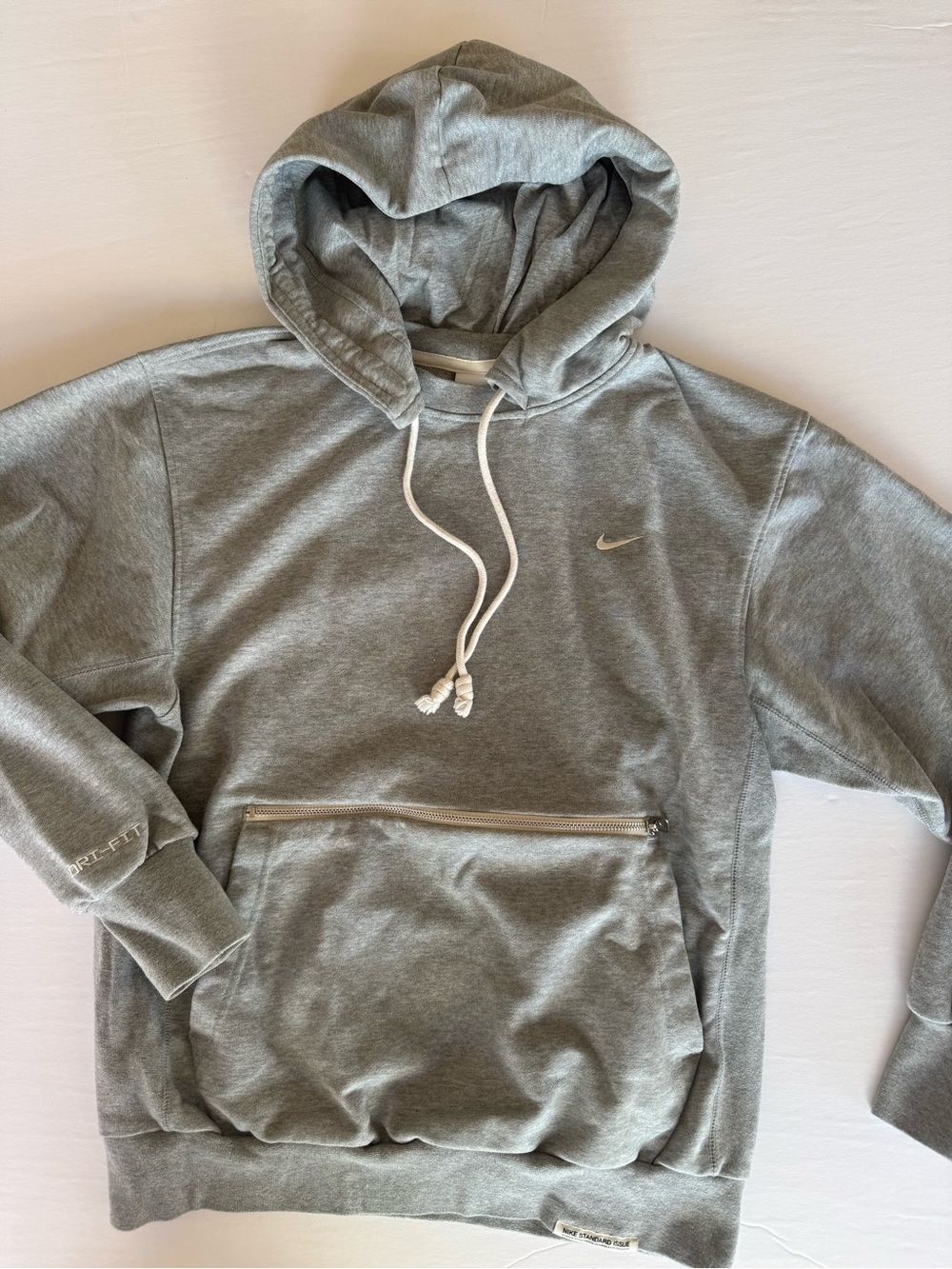 Nike Standard Issue Dri-Fit Hoodie Gray Zip Pocket Streetwear Small